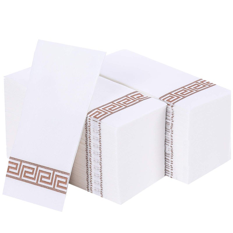 Vplus 200 PACK Guest Towels Disposable Bathroom, Decorative Bathroom Napkins, Soft and Absorbent Disposable Dinner Napkins Cloth Like for Kitchen, Parties, Weddings, Christmas Party(Rose Gold) - Image 1